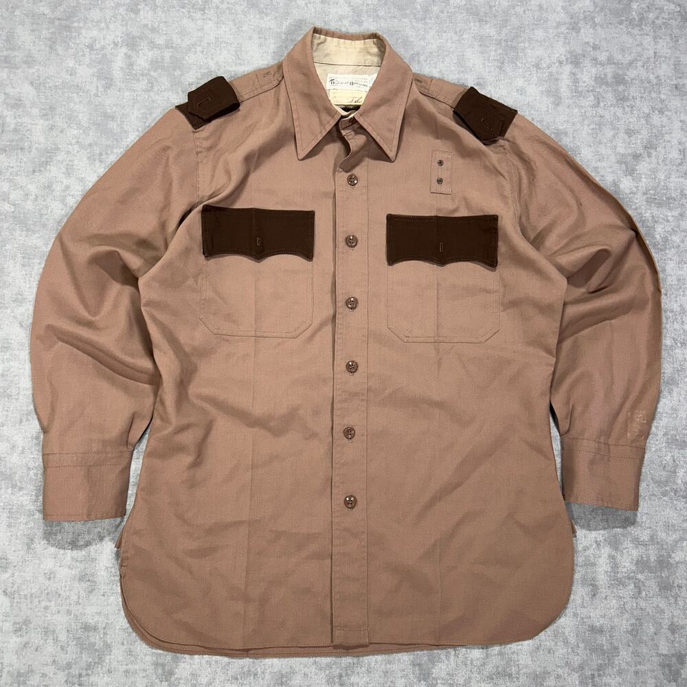 VTG 70s House of Uniforms Beverley Hills brown sheriff uniform shirt mens L-XL